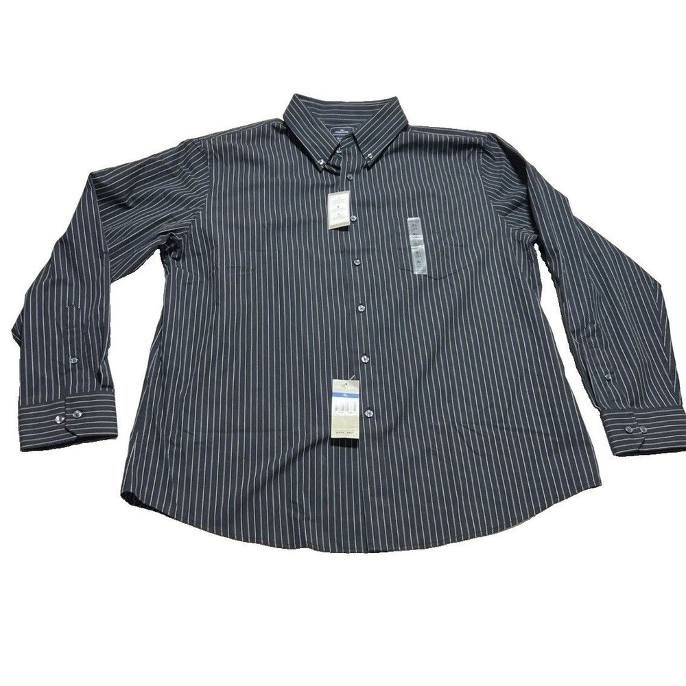 Dockers Mens XL BL Pin  Button Down Shirt Classic Fit Stain Defender No Wrinkle